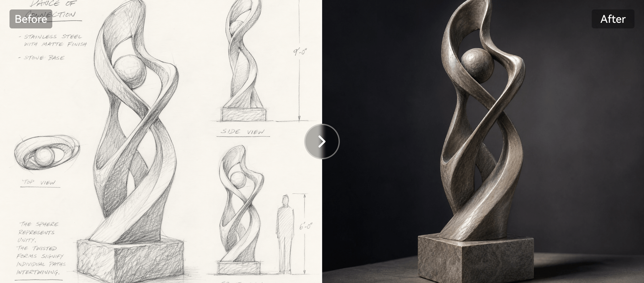 Sketch to finished artwork example