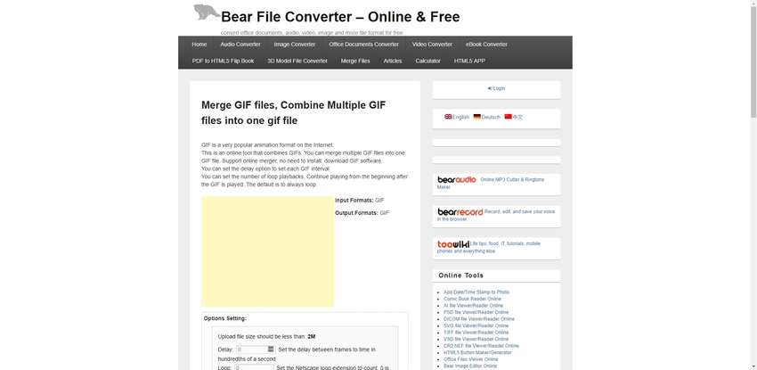 combine GIF files together in Bear File Converter