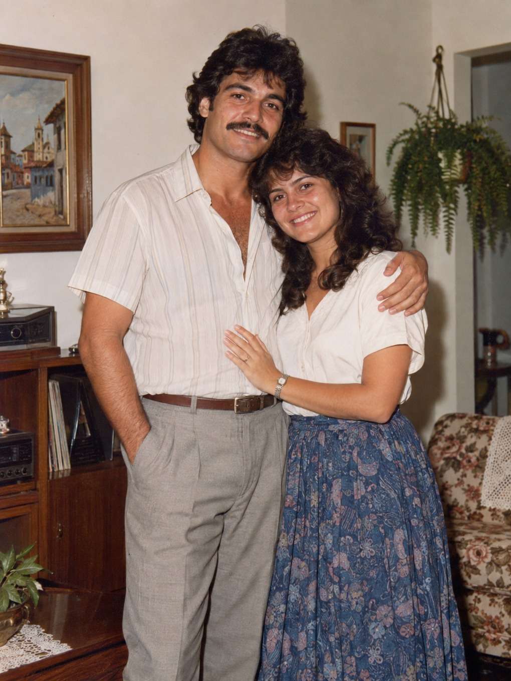 luz natural em casa - exemplo de foto de casal anos 80