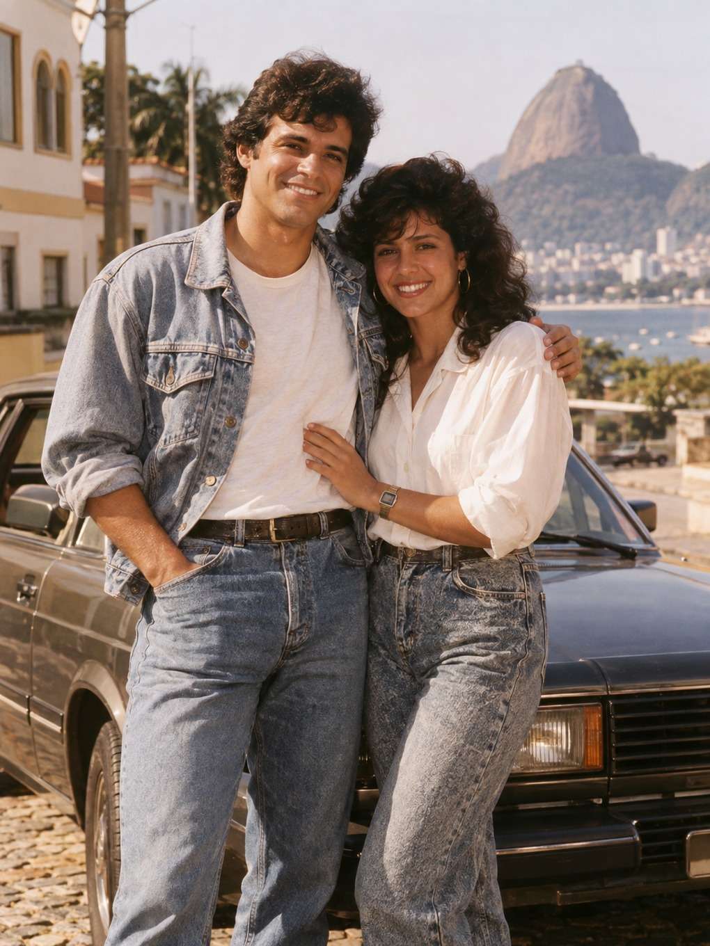 composição editorial para redes sociais - exemplo de foto de casal anos 80