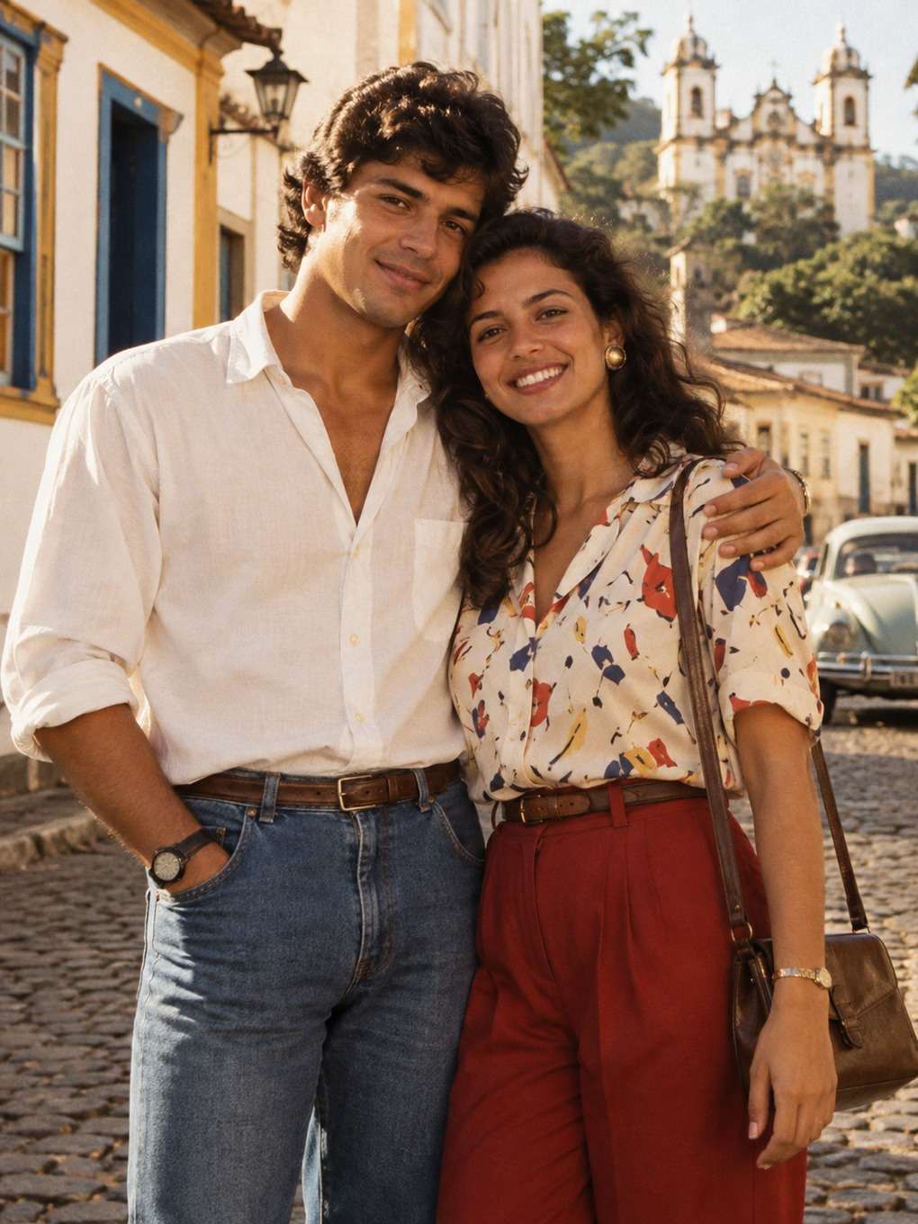 cores quentes e naturais - exemplo de foto de casal anos 80