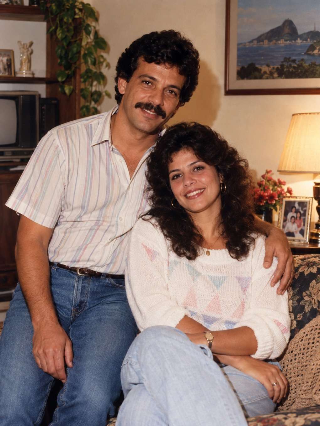 cena familiar acolhedora - exemplo de foto de casal anos 80