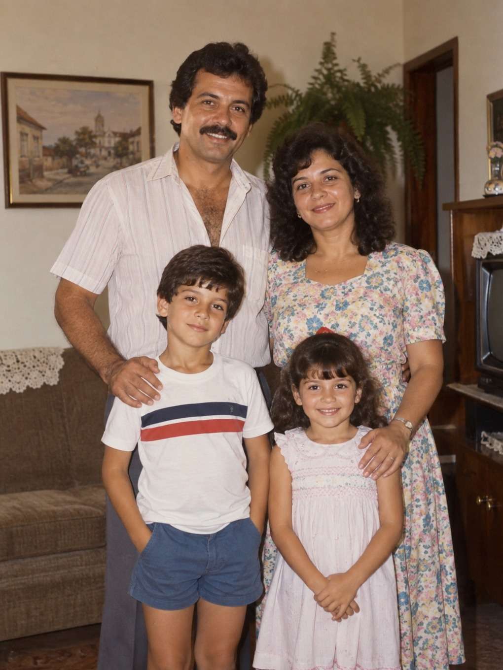 luz natural em casa - exemplo de foto de família anos 80
