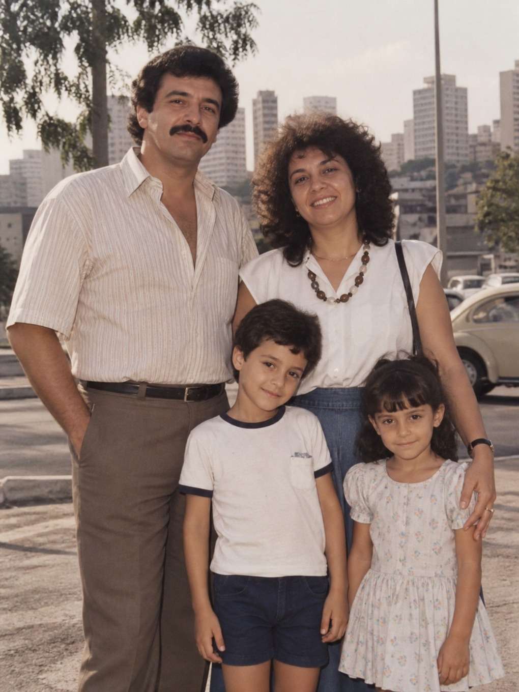 clima urbano - exemplo de foto de família anos 80