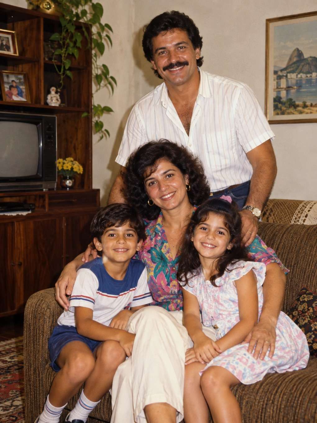 design colorido sem excesso - exemplo de foto de família anos 80