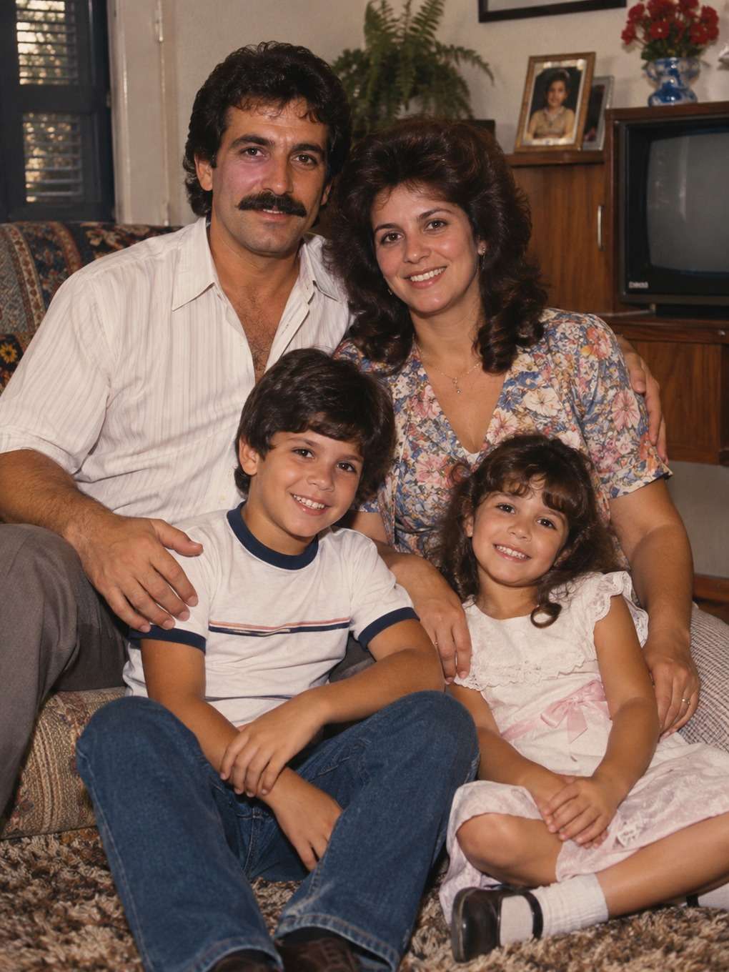 plano fechado emocional - exemplo de foto de família anos 80