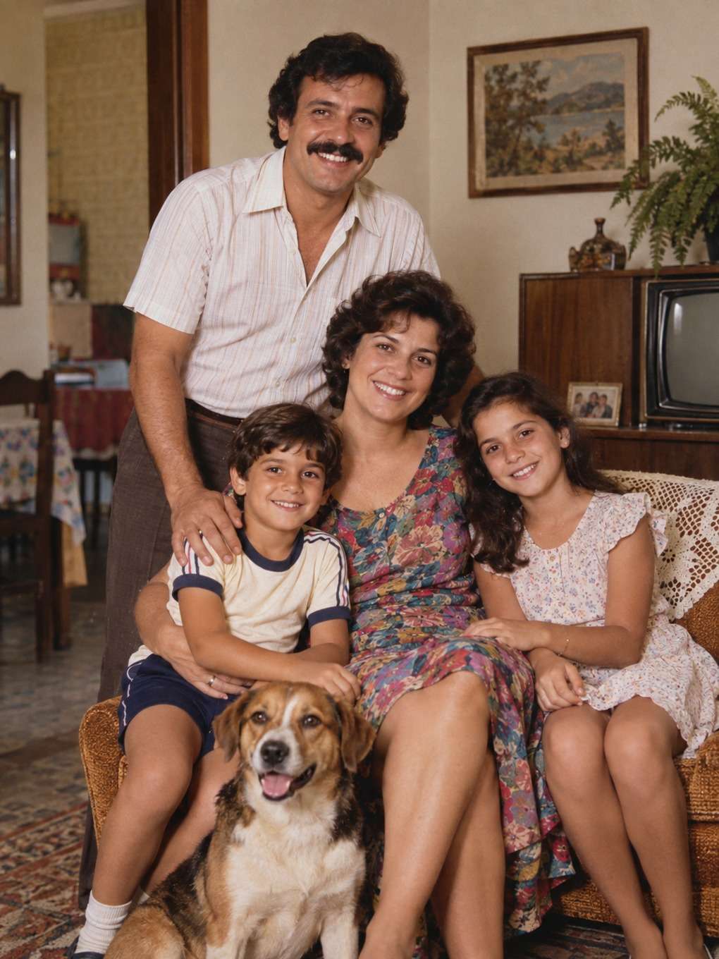 composição editorial para redes sociais - exemplo de foto de família anos 80
