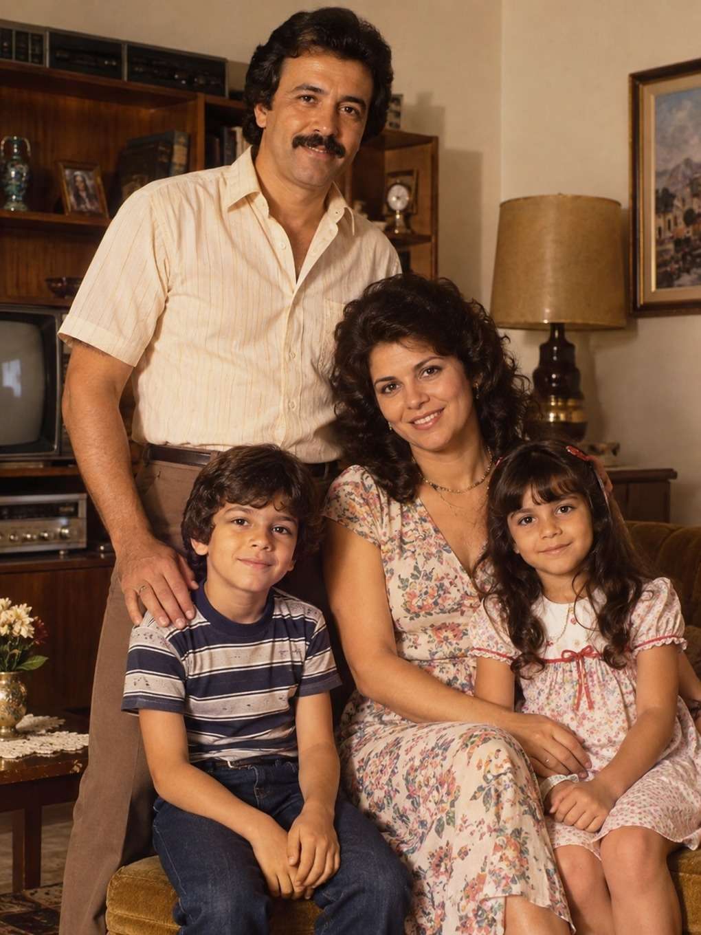 composição vertical elegante - exemplo de foto de família anos 80