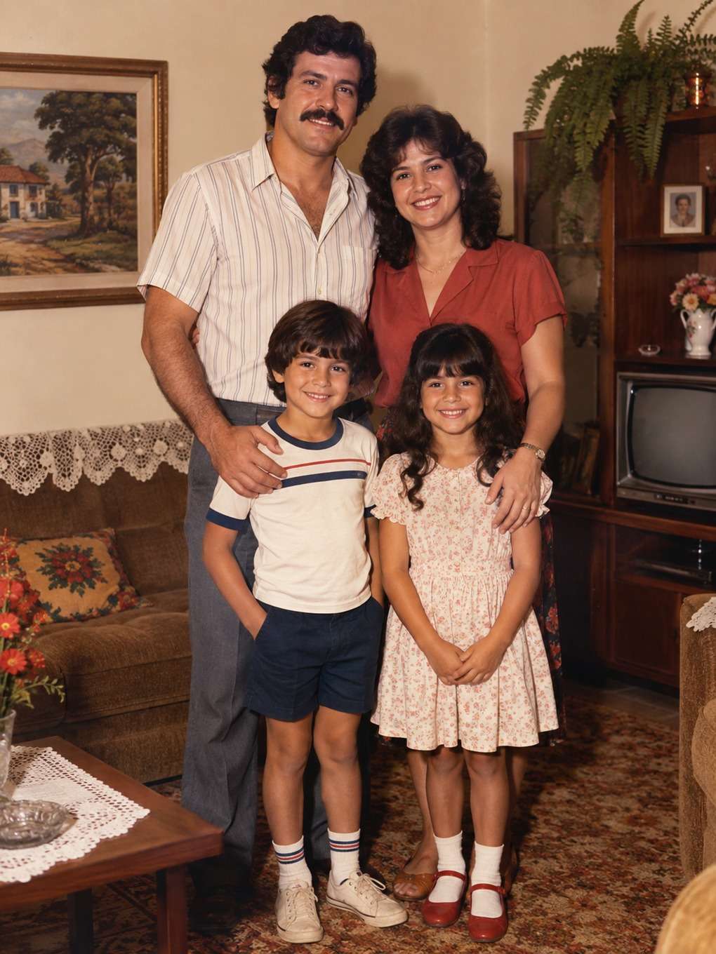 cores quentes e naturais - exemplo de foto de família anos 80