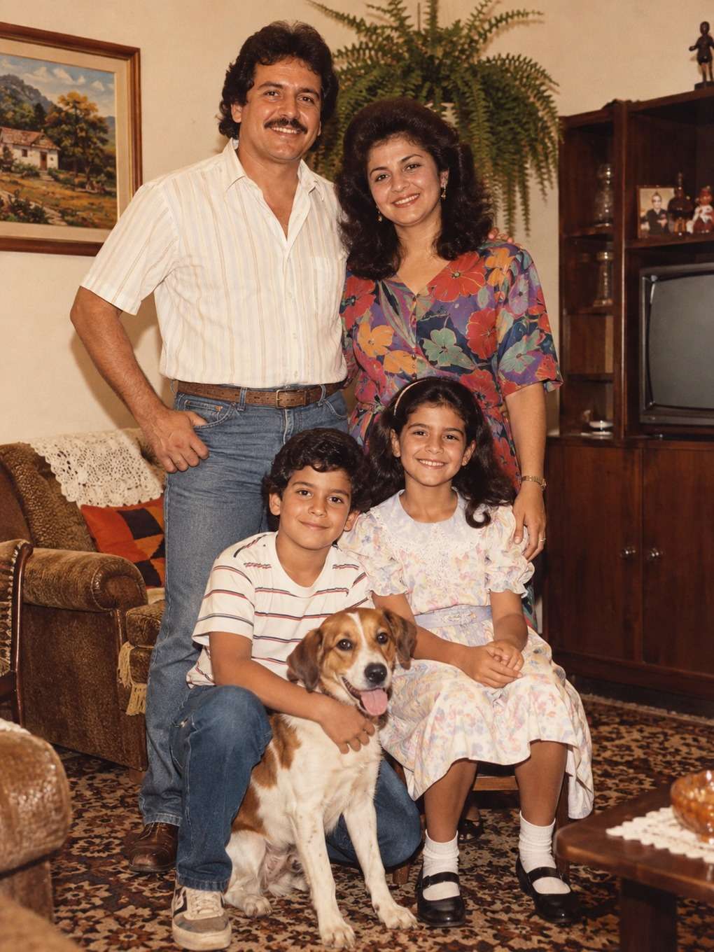 paleta contemporânea - exemplo de foto de família anos 80