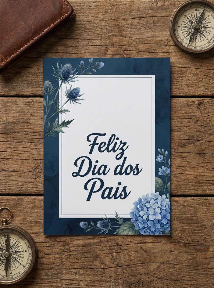 cartão fotográfico com flores e mensagem - exemplo de fotos com mensagens de dia dos pais