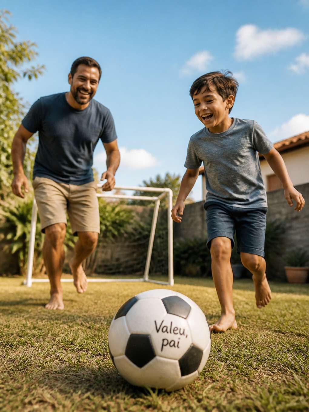 pai com bebê no colo em casa - exemplo de fotos com mensagens de dia dos pais