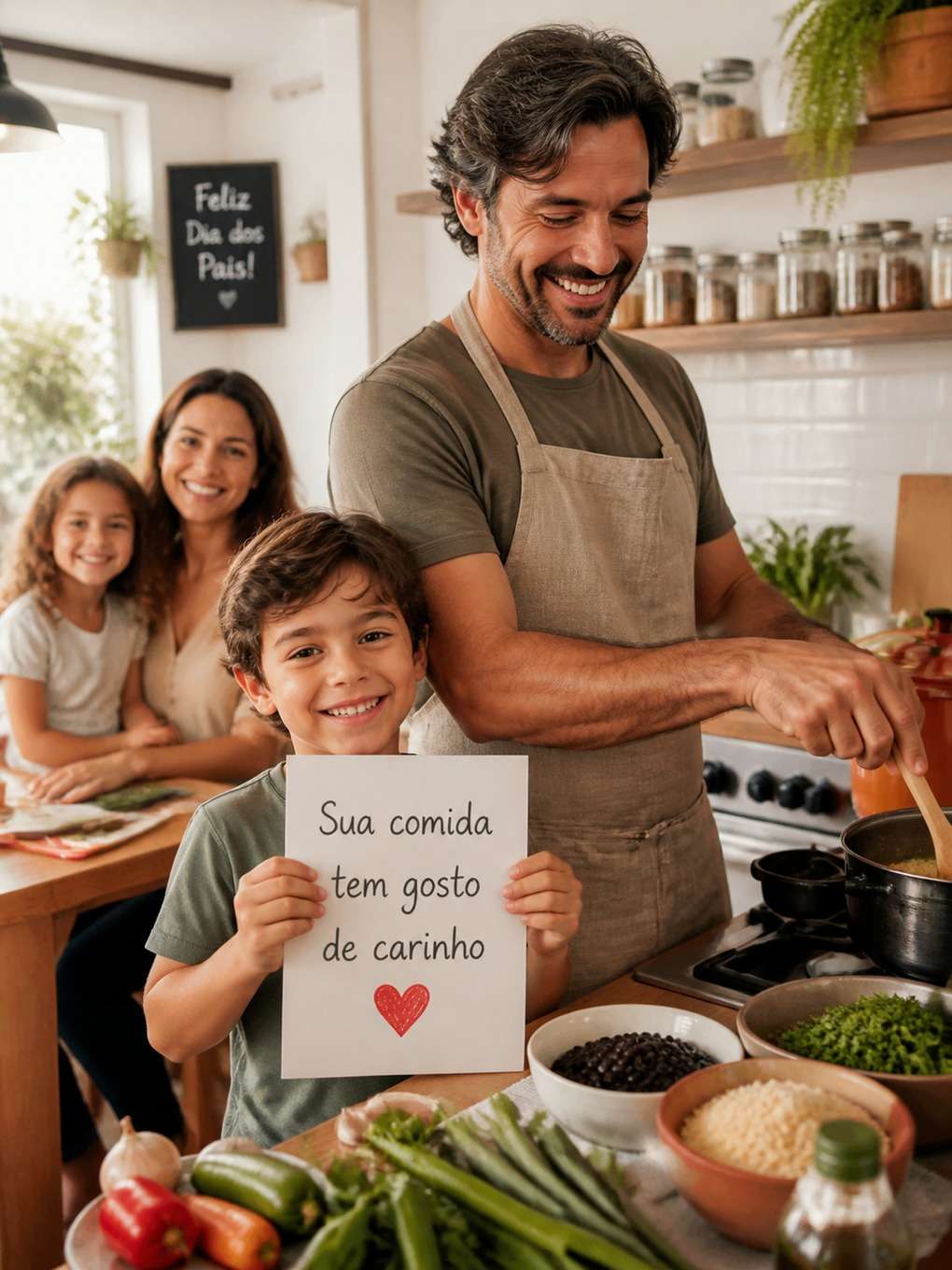 pai cozinheiro com mensagem divertida - exemplo de fotos com mensagens de dia dos pais