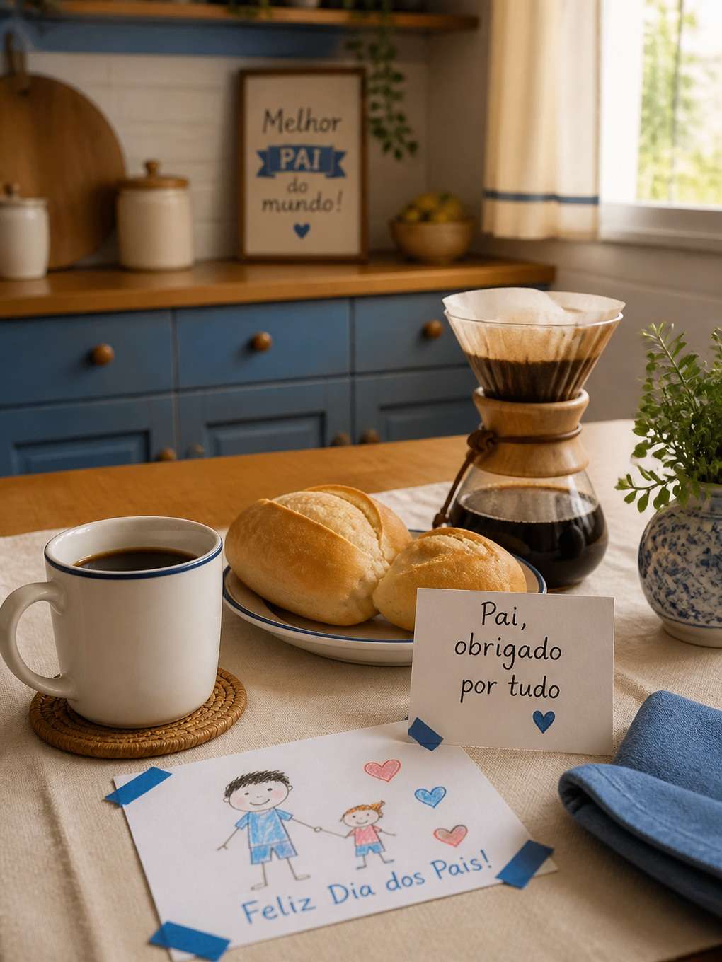 café da manhã especial para o pai - exemplo de fotos com mensagens de dia dos pais