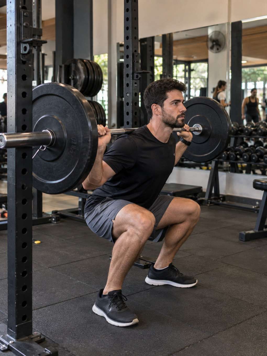 agachamento no rack - exemplo de foto de academia