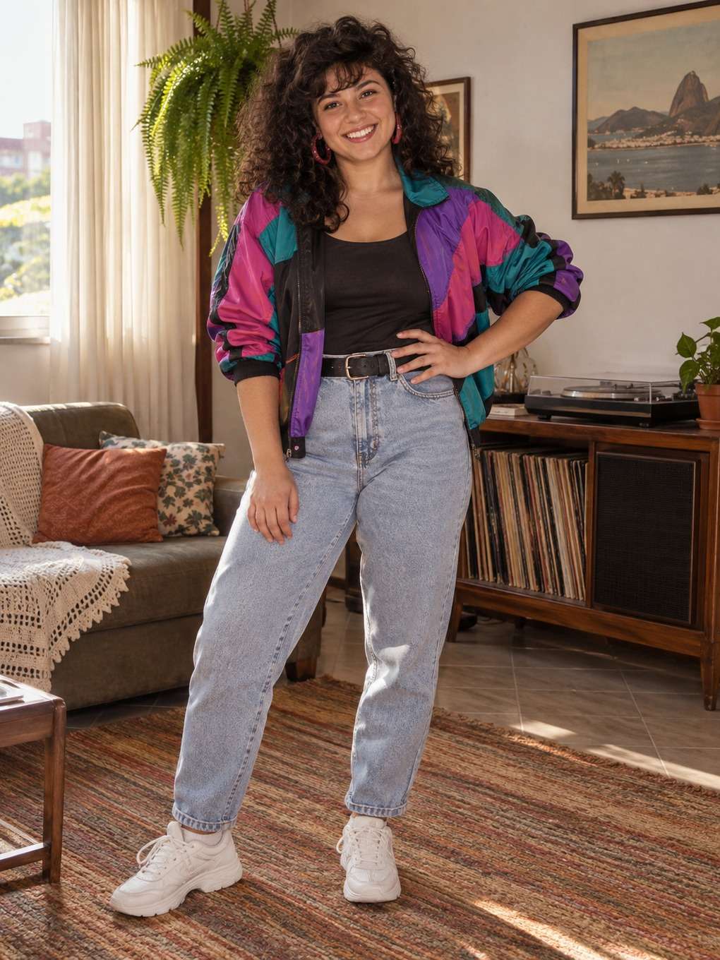 luz natural em casa - exemplo de look anos 80 feminino