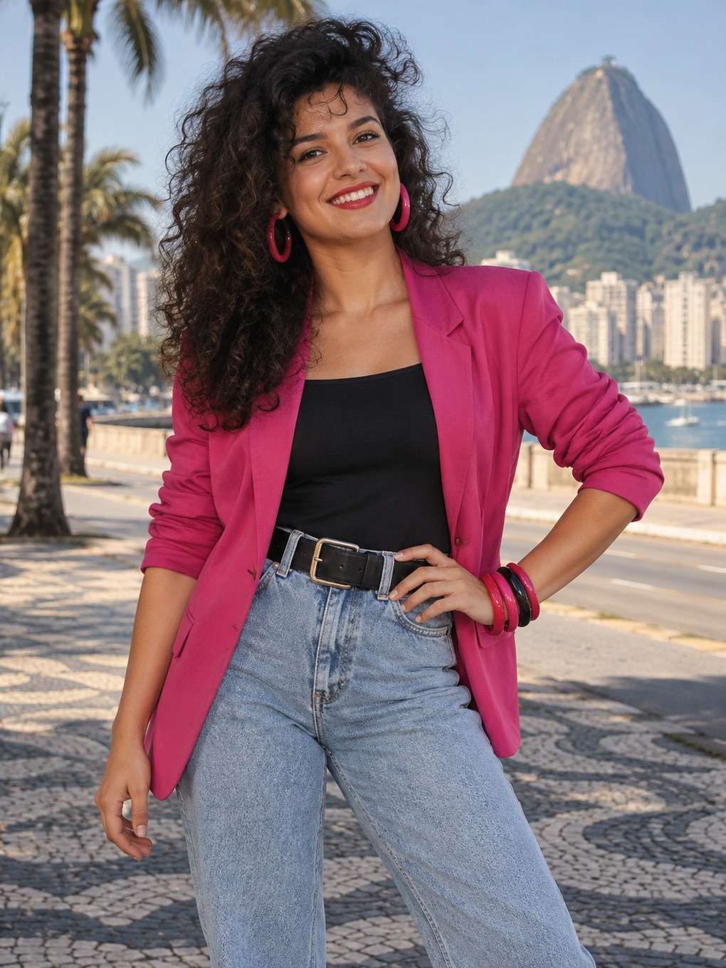 ilustração moderna para impressão - exemplo de look anos 80 feminino