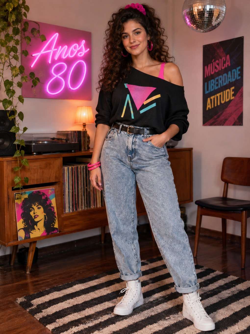 tipografia legível em português - exemplo de look anos 80 feminino