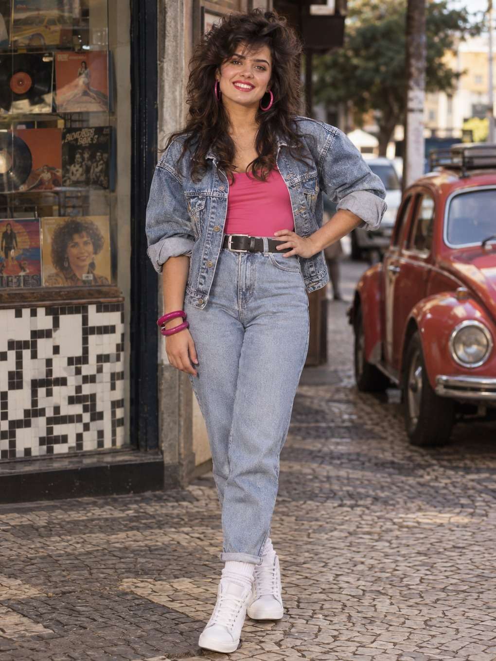estilo fotografia realista e suave - exemplo de look anos 80 feminino
