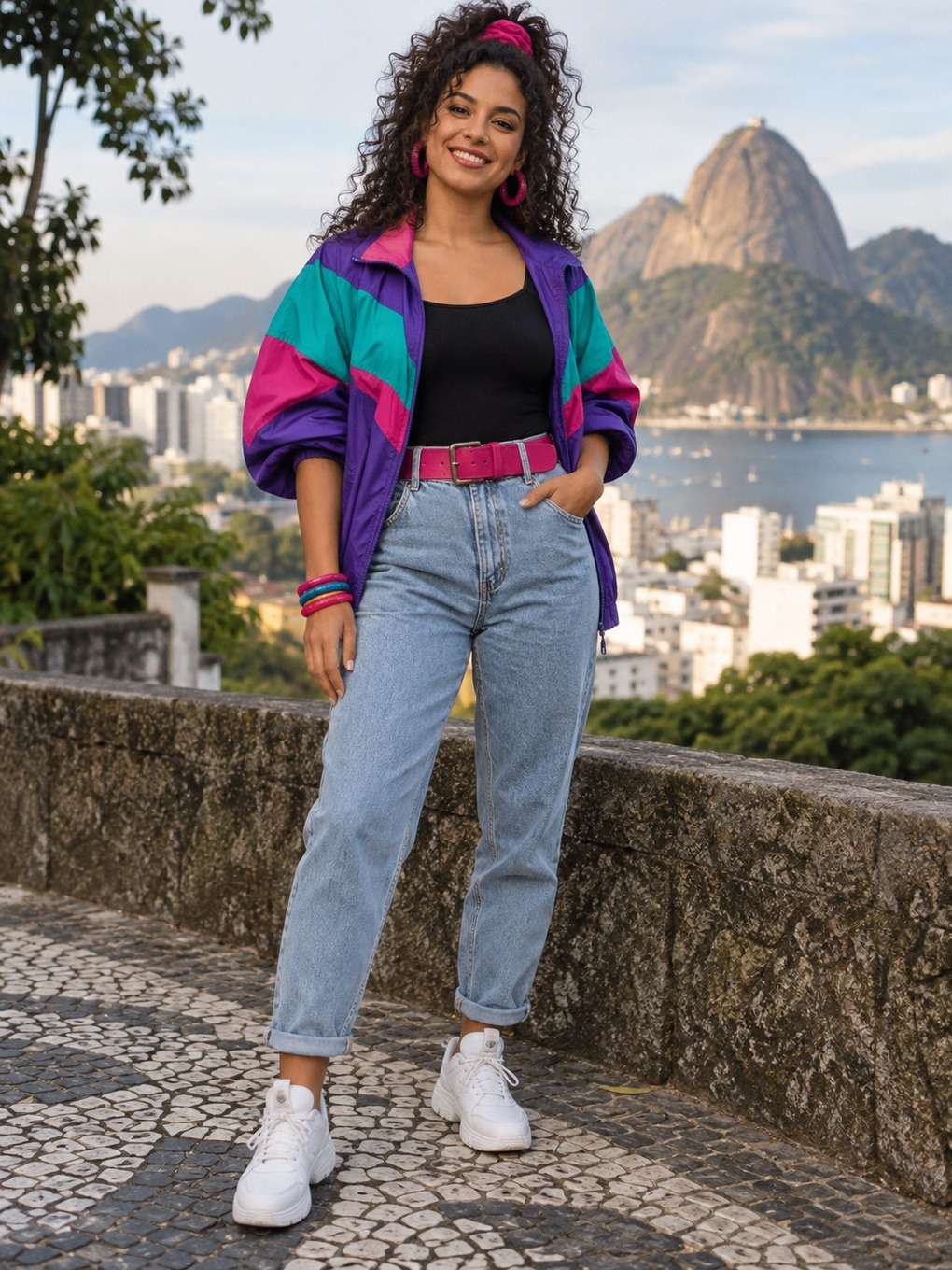 paleta contemporânea - exemplo de look anos 80 feminino