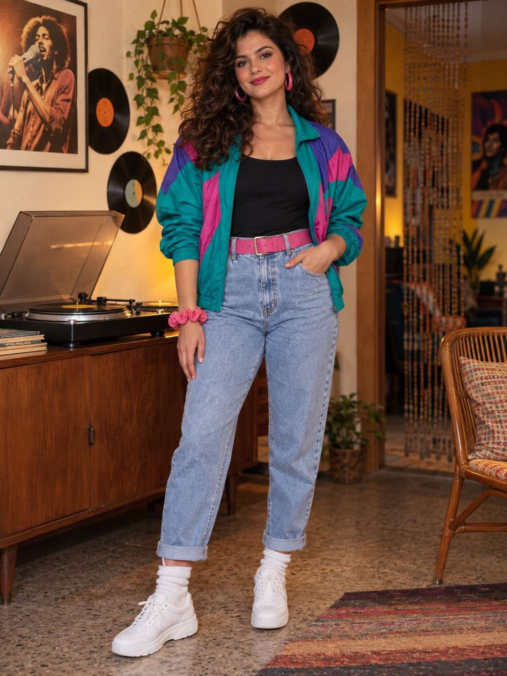 layout pronto para pinterest - exemplo de look anos 80 feminino