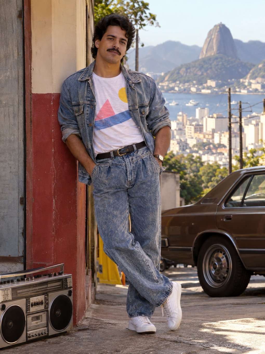 estética de campanha social - exemplo de look anos 80 masculino