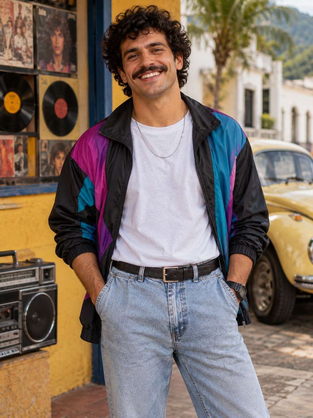 mood alegre e acessível - exemplo de look anos 80 masculino