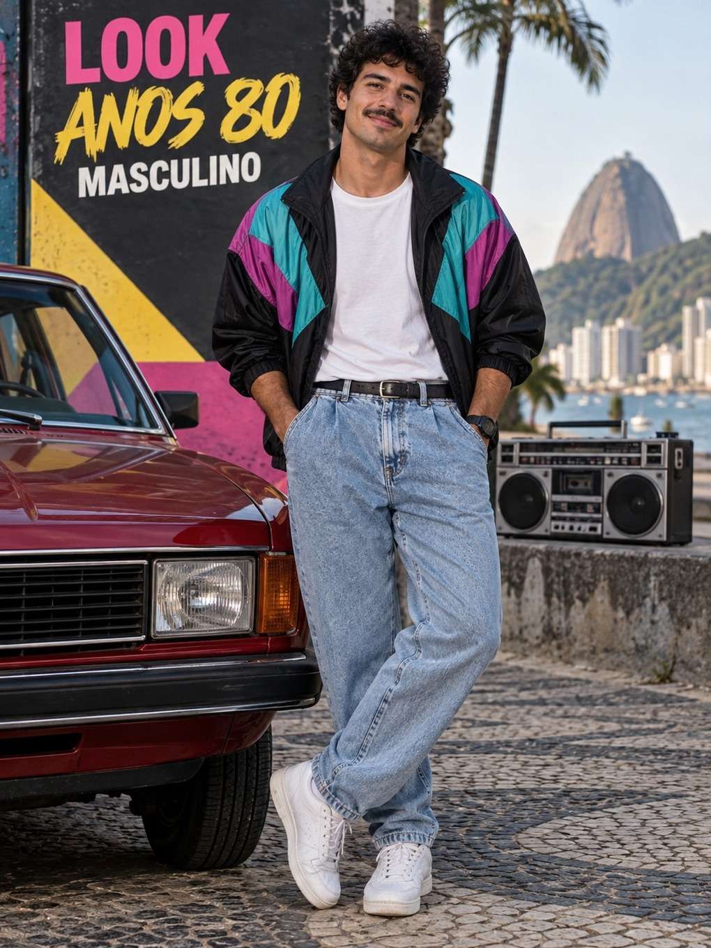 tipografia legível em português - exemplo de look anos 80 masculino