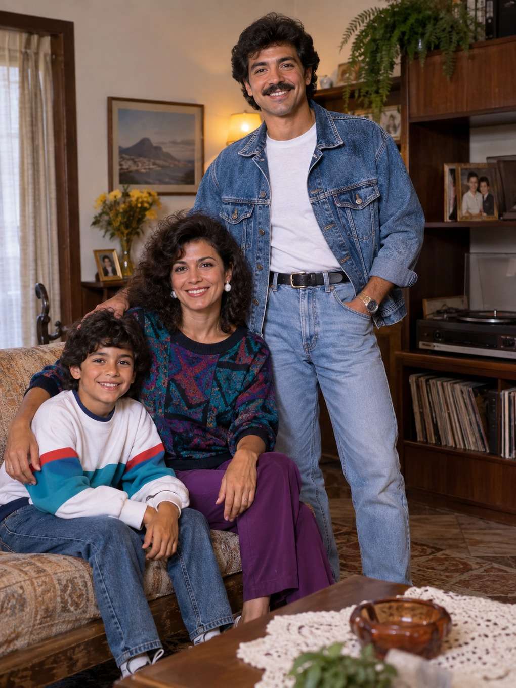 cena familiar acolhedora - exemplo de look anos 80 masculino