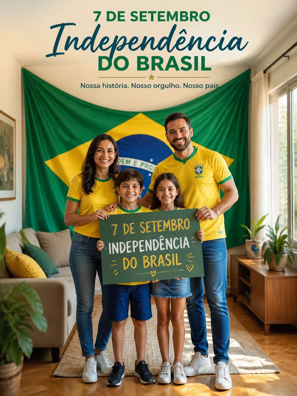 abraço e bandeira - exemplo de post 7 de setembro com ia