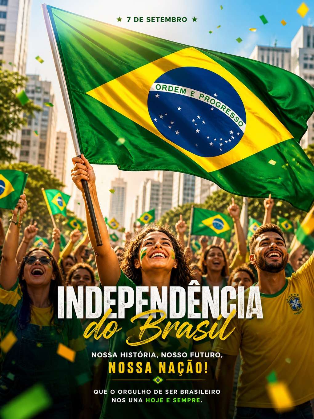 arte com bandeira - exemplo de post 7 de setembro com ia