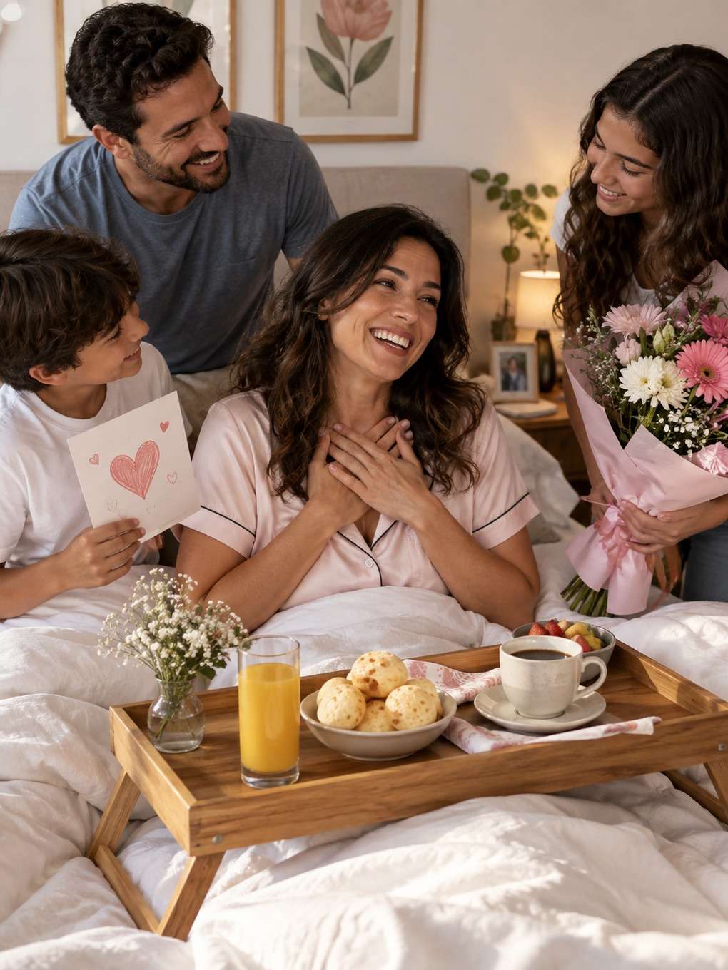 café na cama - exemplo de prompt dia das mães