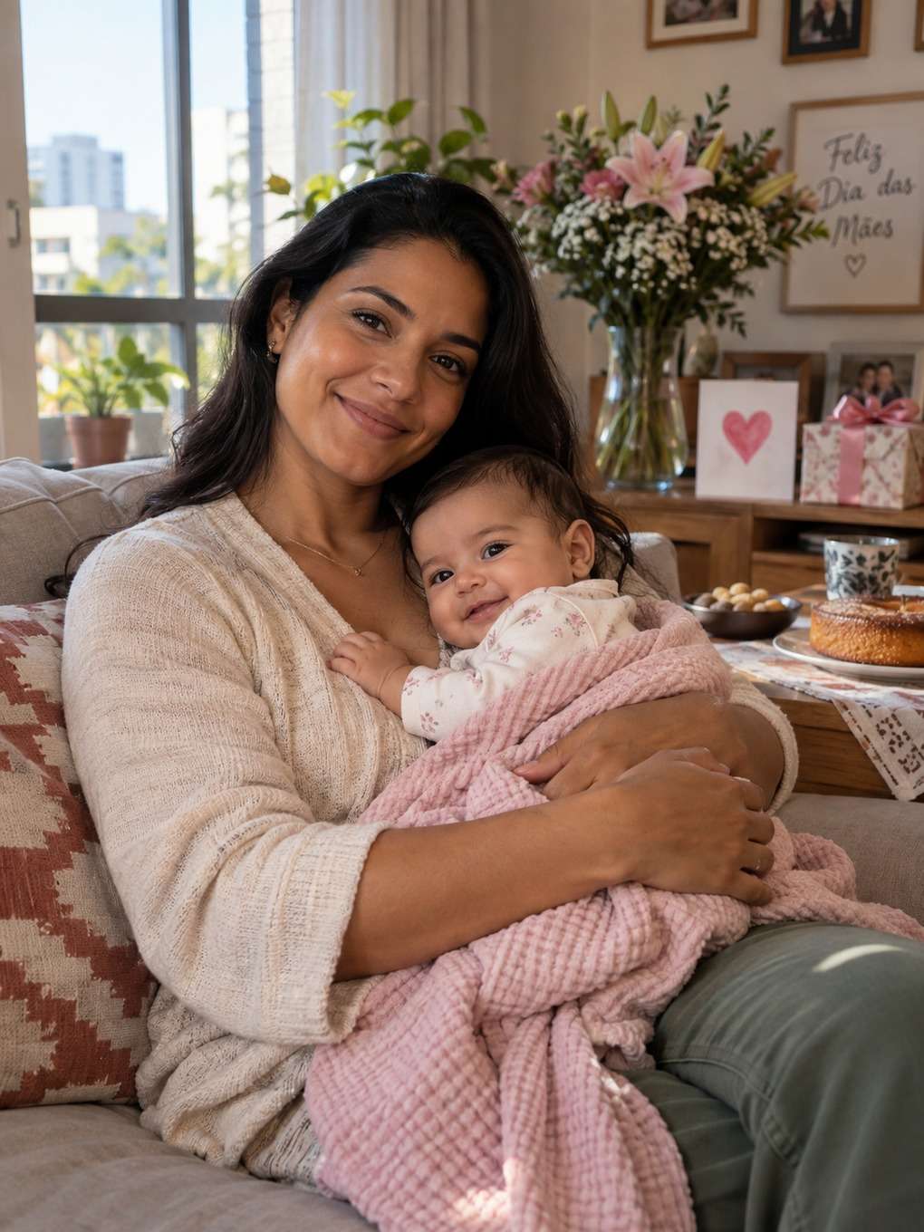 foto com bebê - exemplo de prompt dia das mães