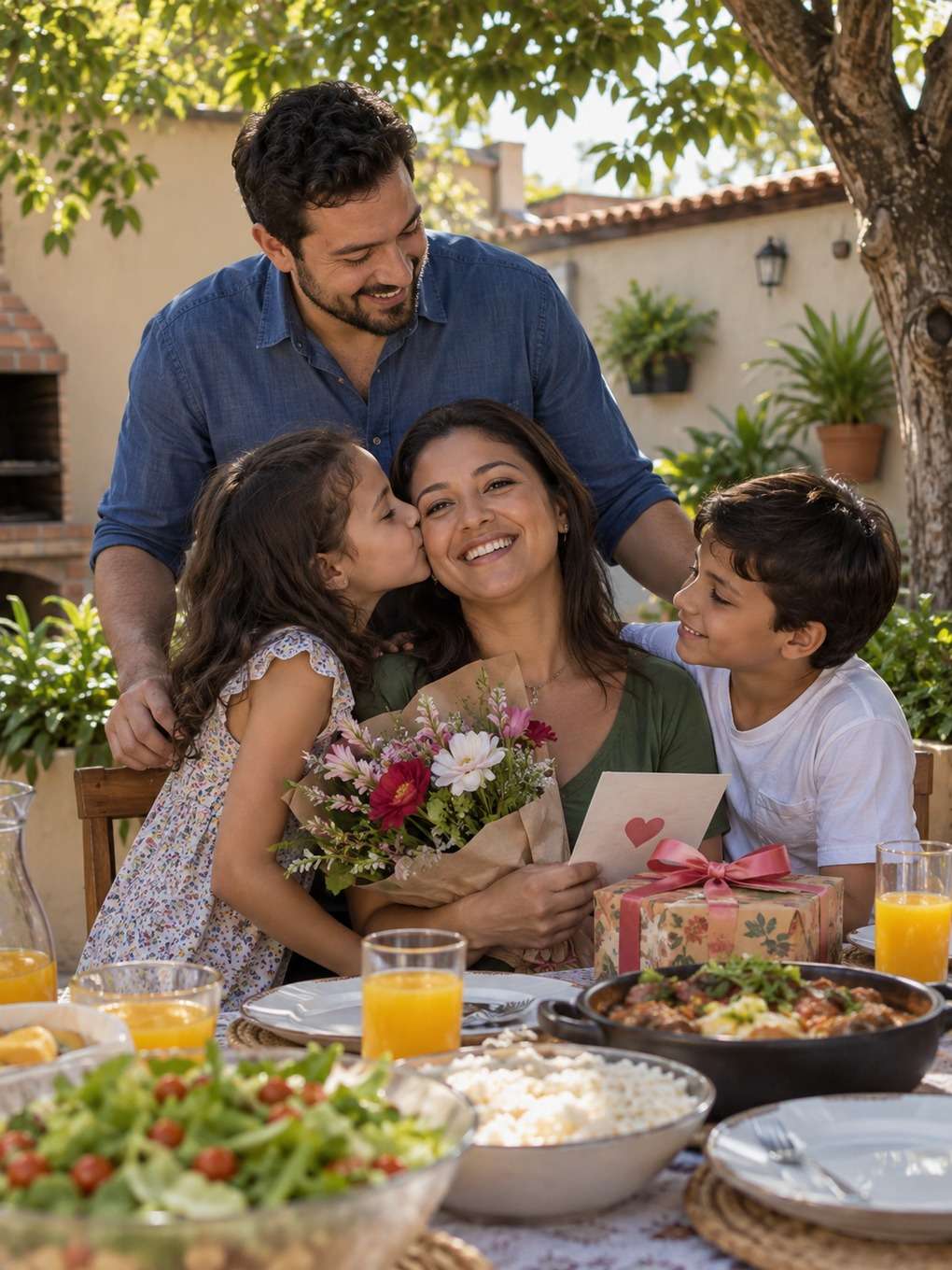 almoço no quintal - exemplo de prompt dia das mães