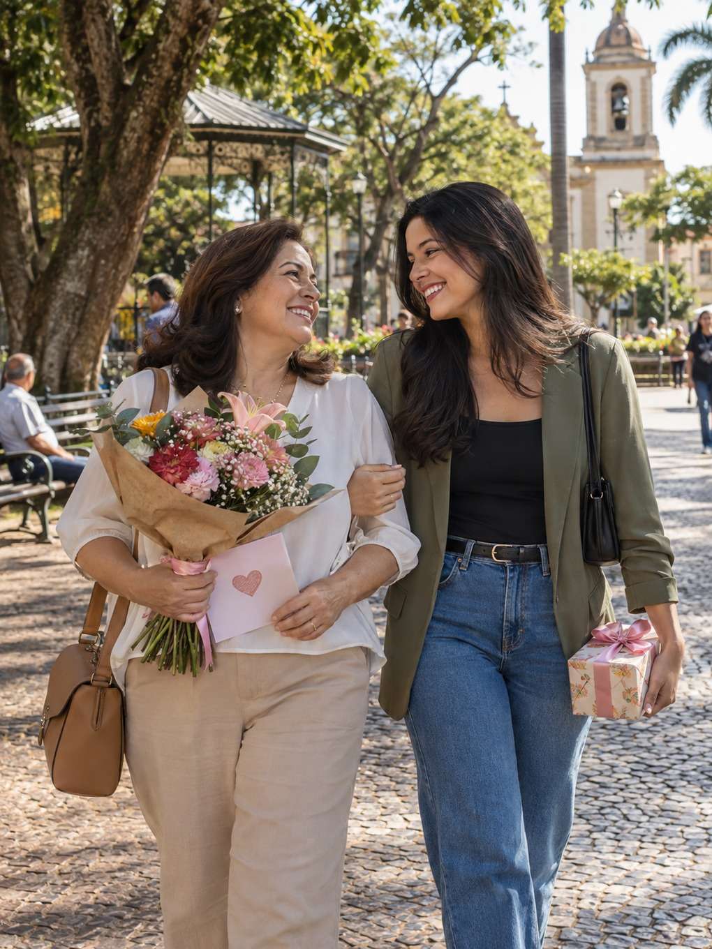 passeio na praça - exemplo de prompt dia das mães