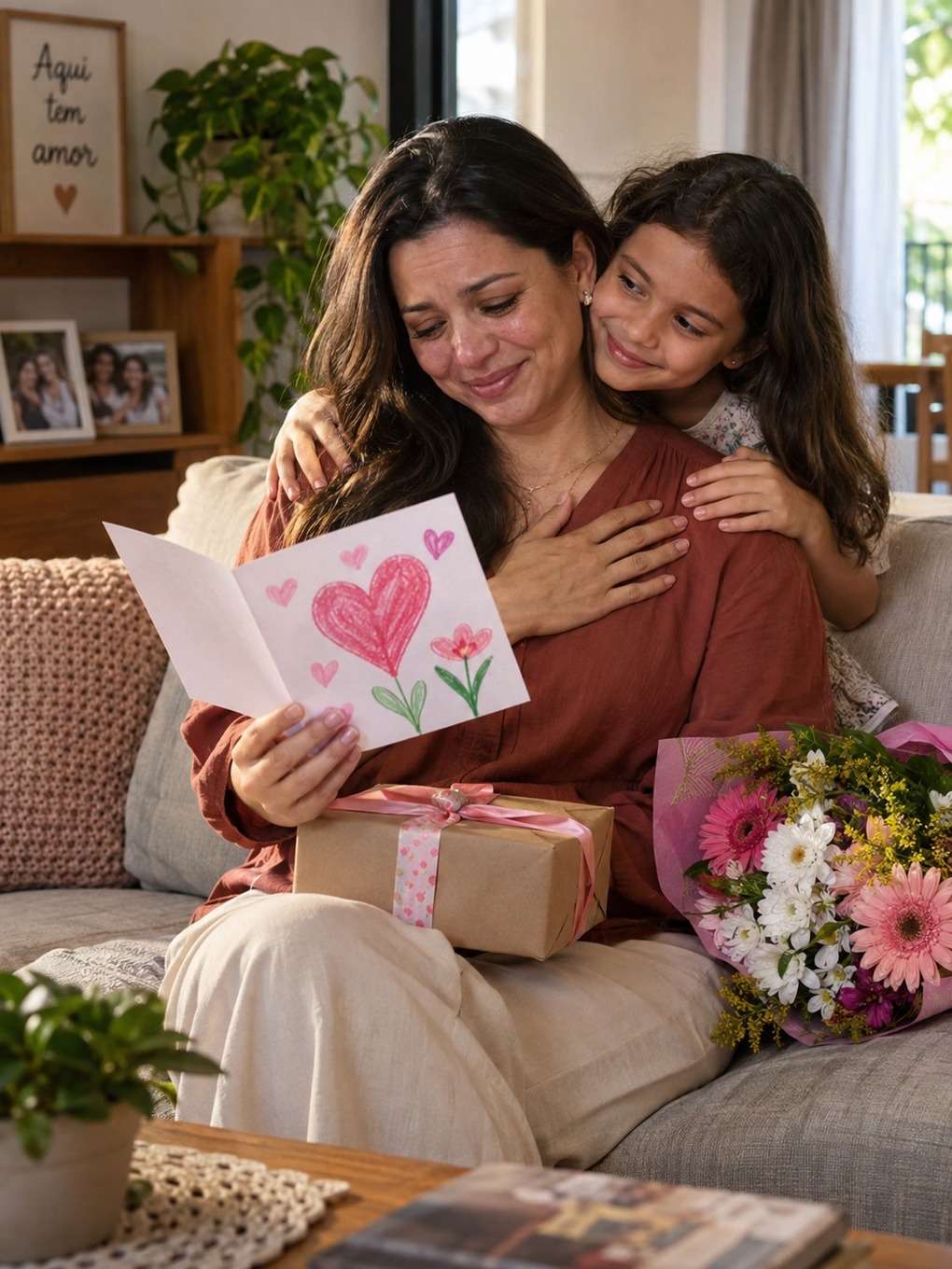 cartão feito à mão - exemplo de prompt dia das mães