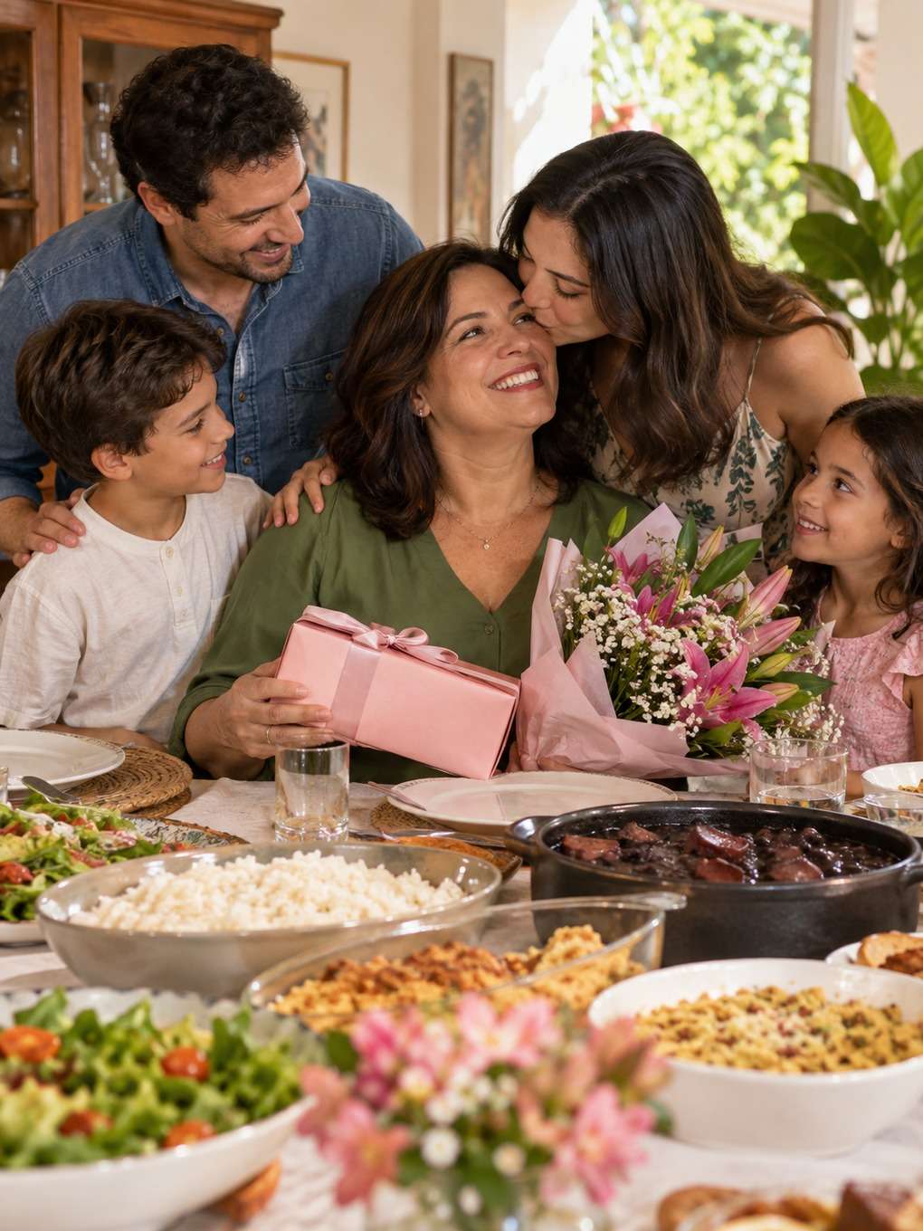 almoço em família - exemplo de prompt dia das mães