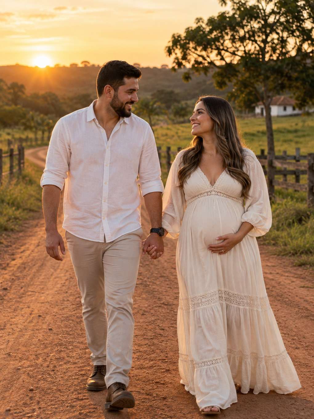 ensaio na estrada - exemplo de prompt ensaio gestante casal