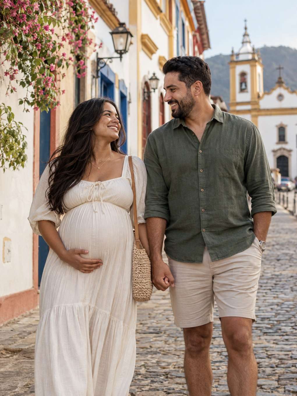 centro histórico - exemplo de prompt ensaio gestante casal