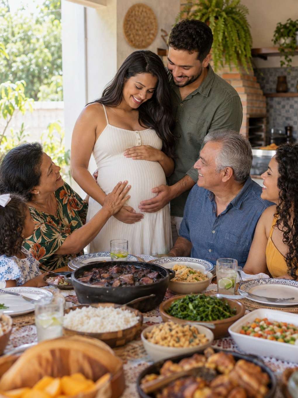 almoço em família - exemplo de prompt ensaio gestante casal