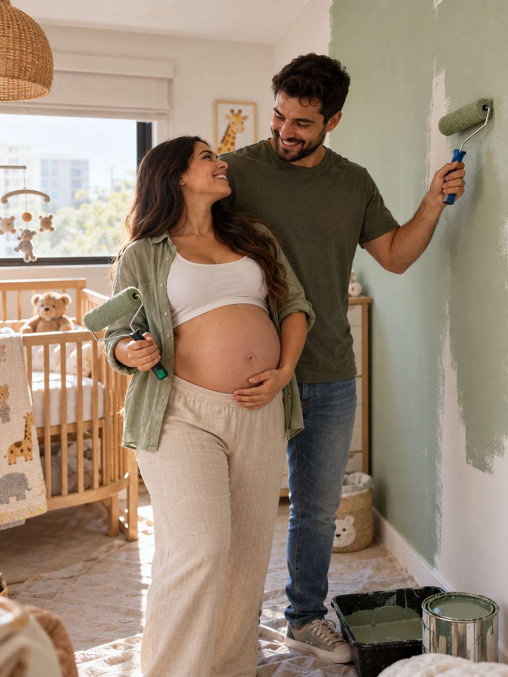 pintando o quarto - exemplo de prompt ensaio gestante casal