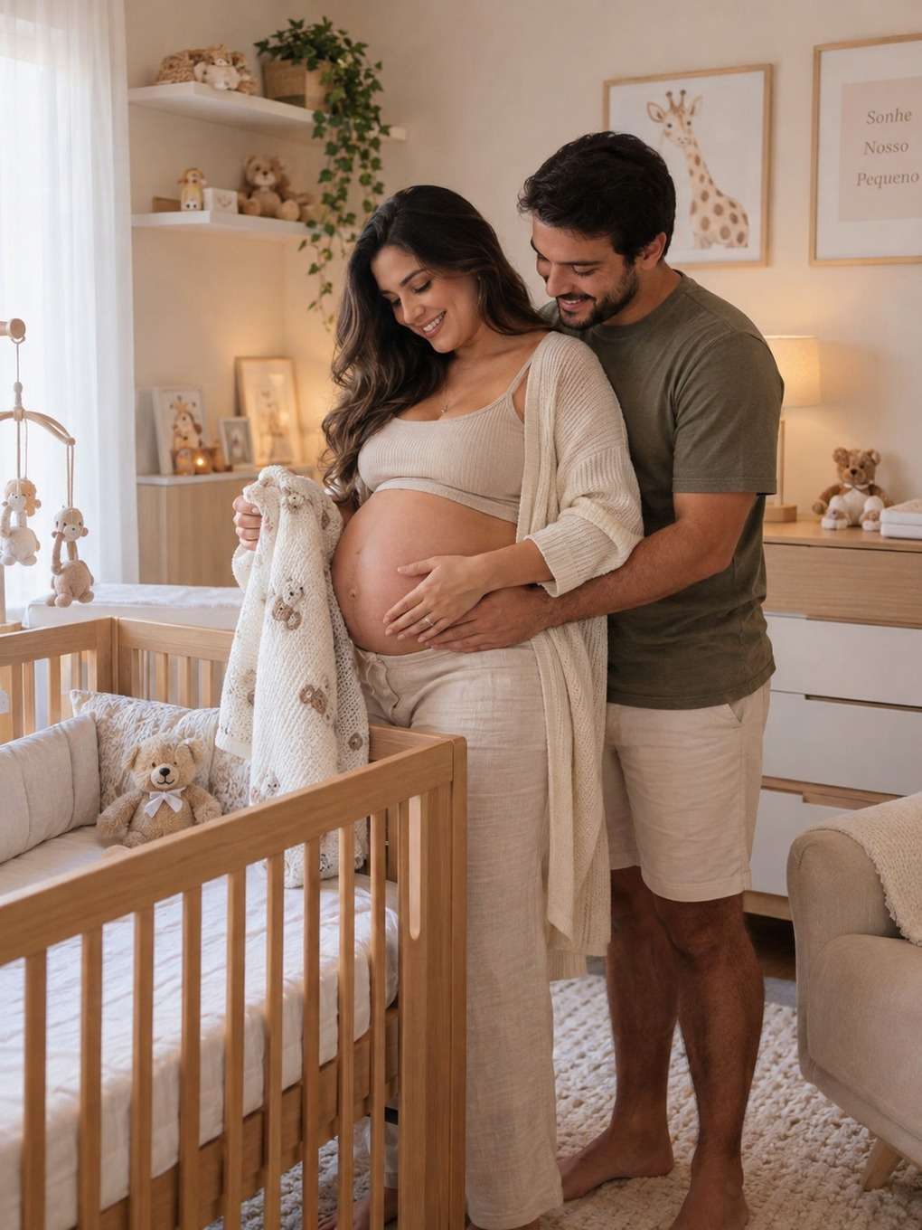 perto do berço - exemplo de prompt ensaio gestante casal