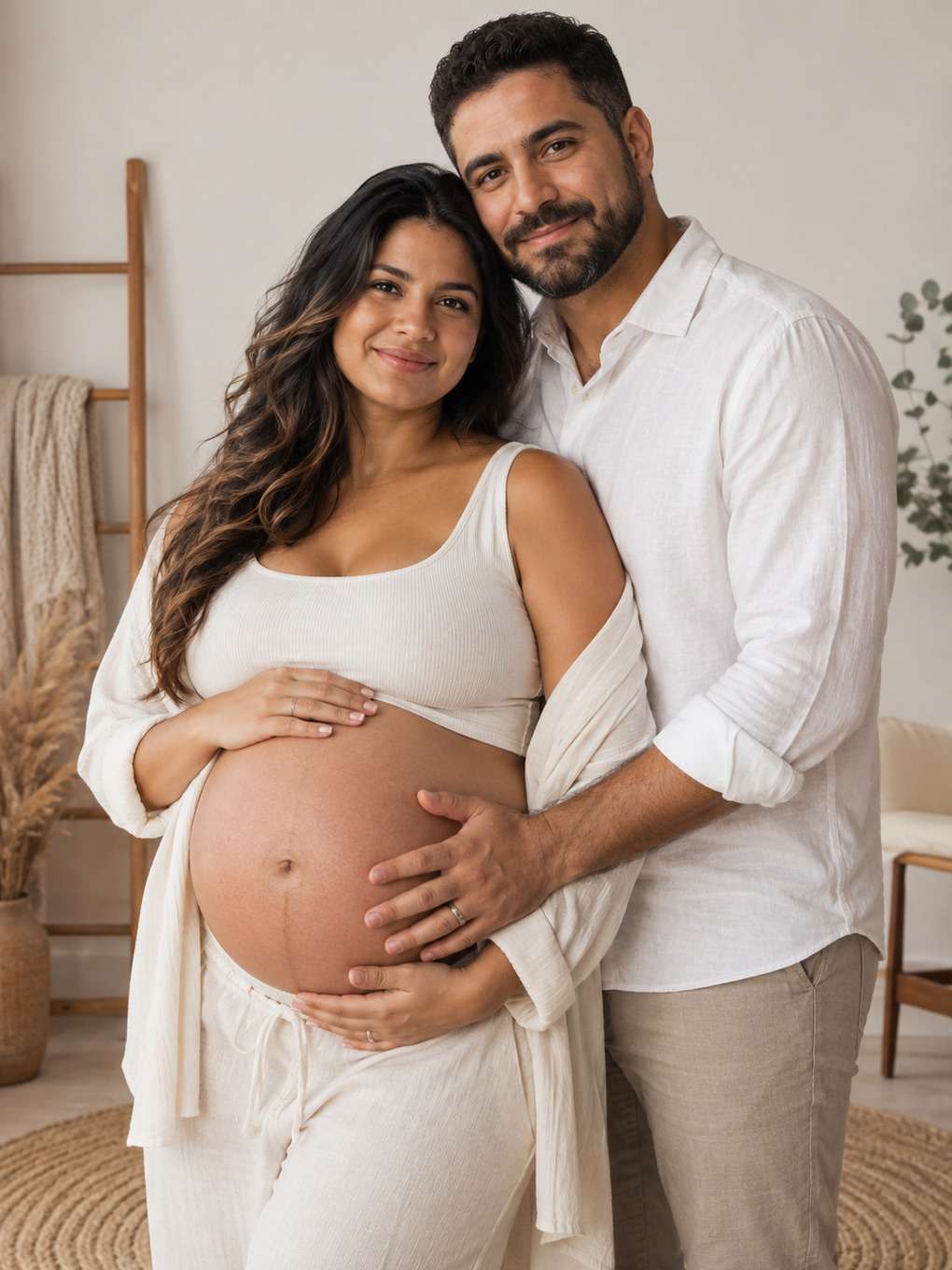 estúdio de família - exemplo de prompt ensaio gestante casal