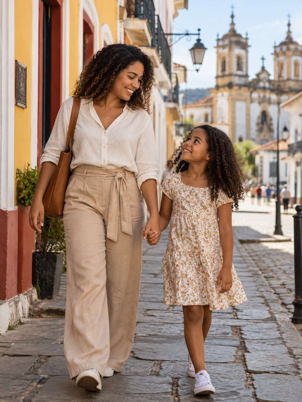 passeio no centro - exemplo de prompt mãe e filha