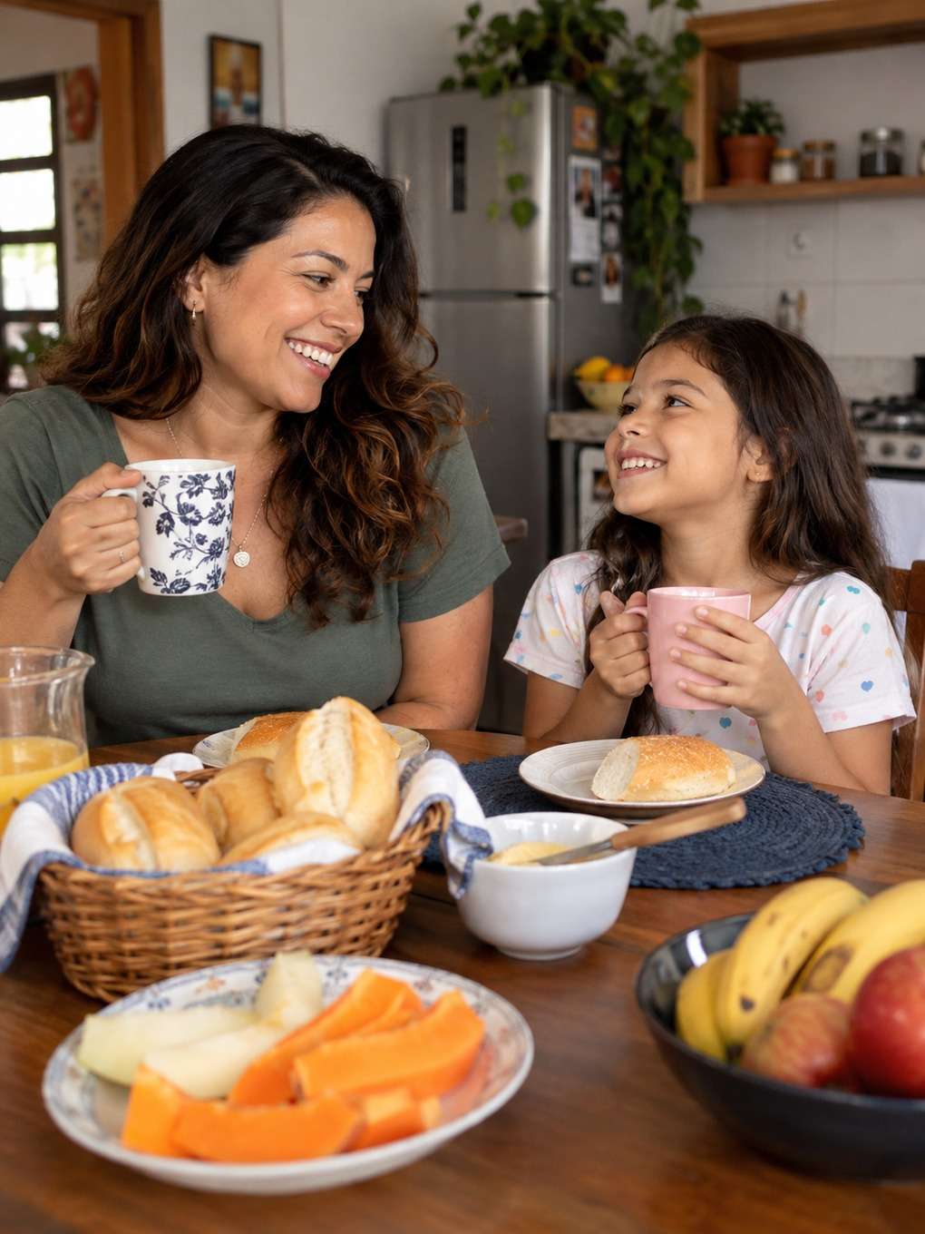 café coado juntos - exemplo de prompt mãe e filha