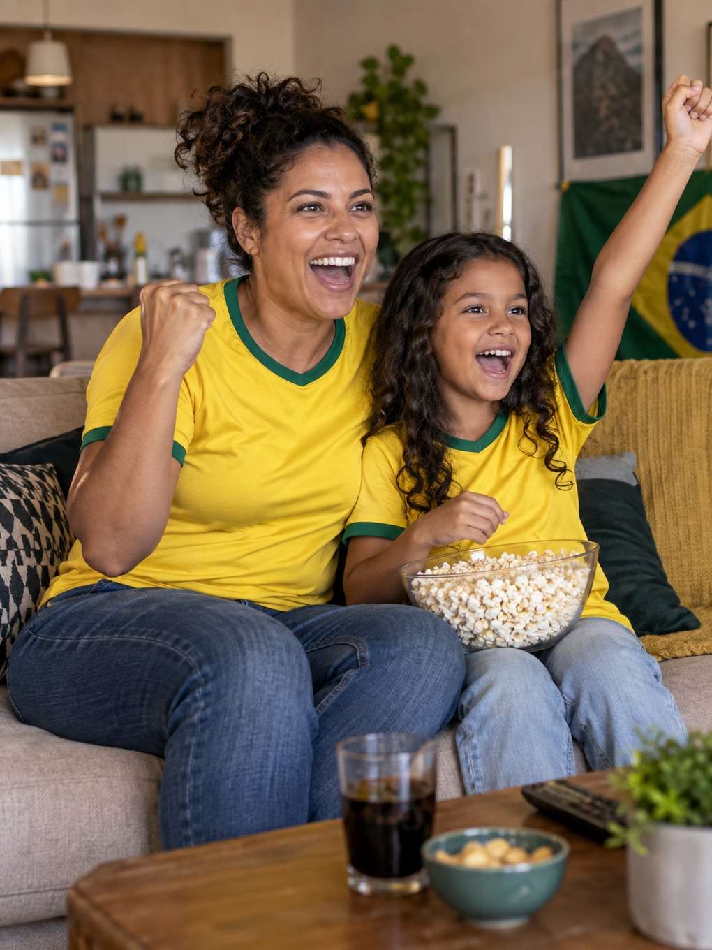 dia de futebol - exemplo de prompt mãe e filha