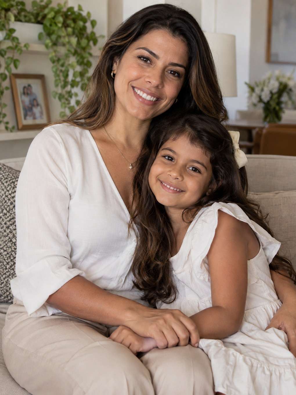 retrato formal - exemplo de prompt mãe e filha