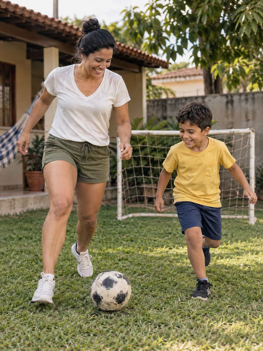 bola no quintal - exemplo de prompt mãe e filha