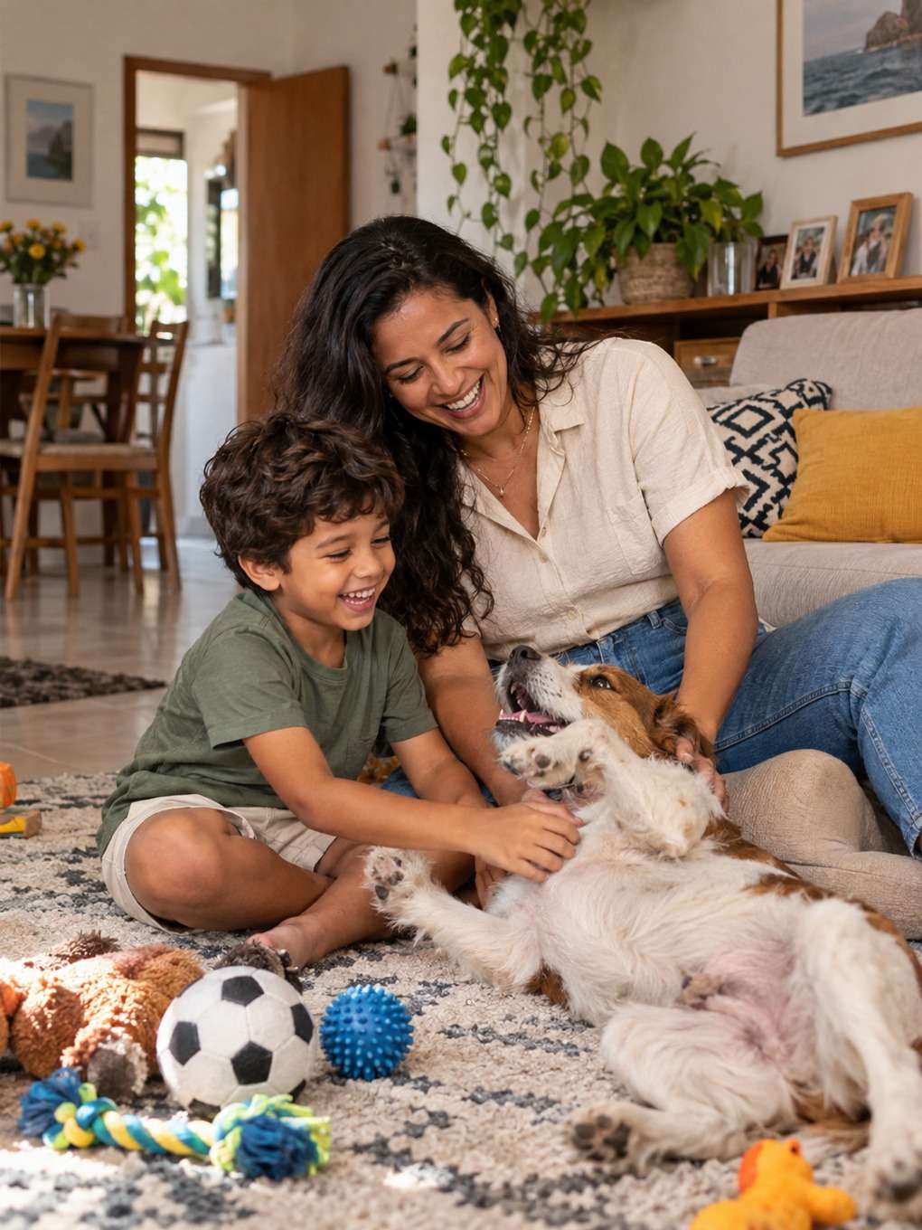 foto com cachorro - exemplo de prompt mãe e filho