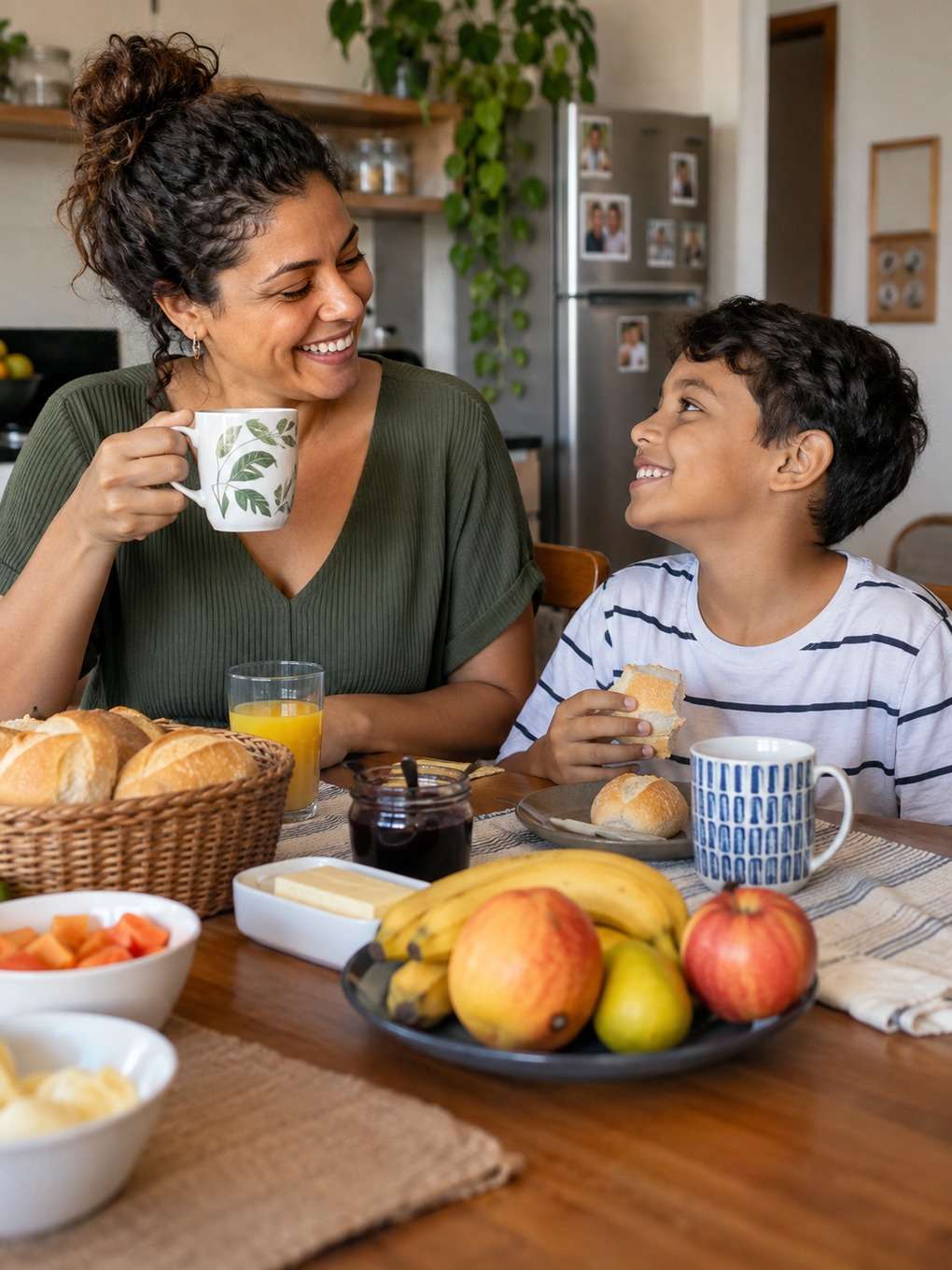 café coado juntos - exemplo de prompt mãe e filho